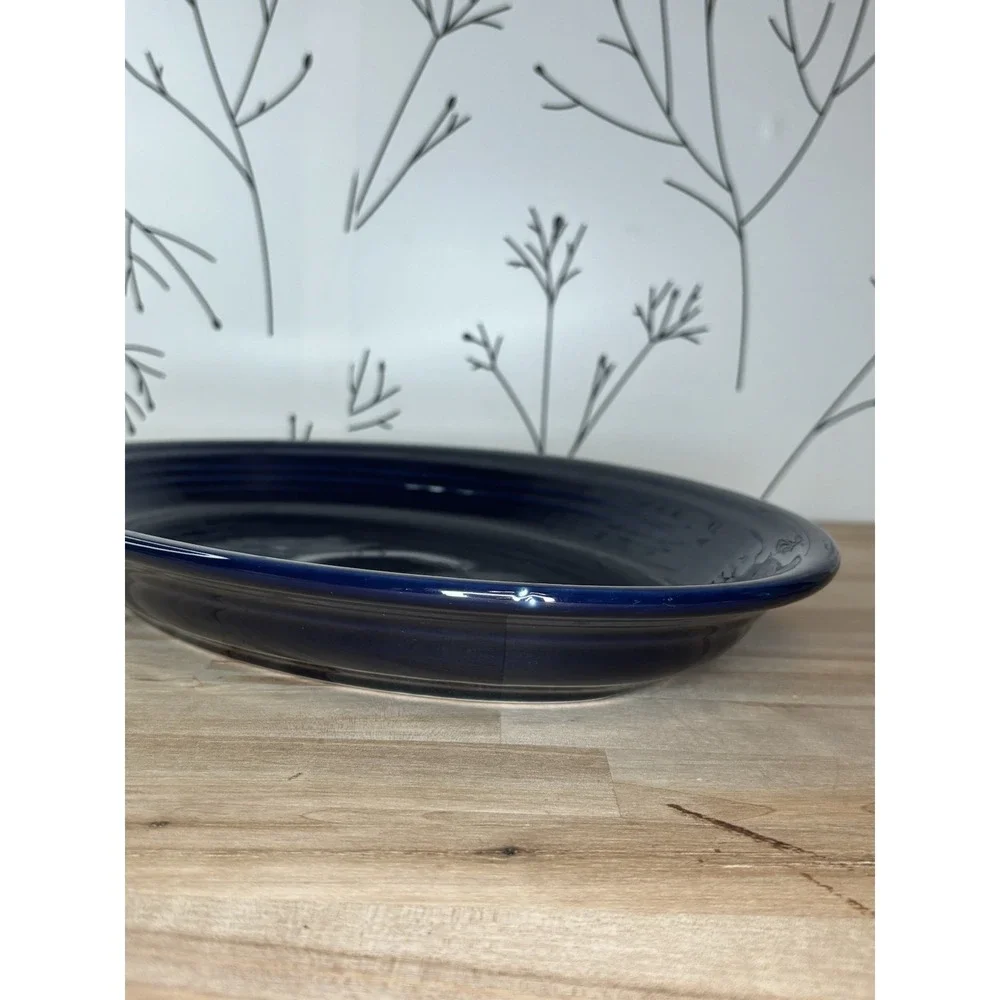 Fiesta Homer Laughlin Dark Blue Oval‎ Ceramic Platter 13 3/8